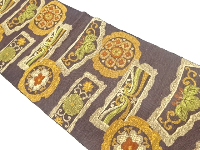 JAPANESE NAGOYA OBI / TSUMUGI / WOVEN FLOWER
